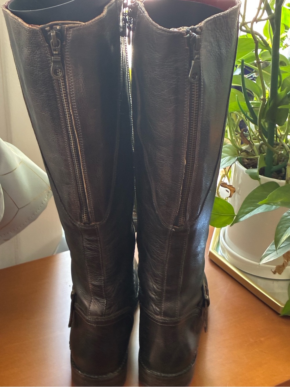 WIDE CALF**RARE** Genuine Leather Bed Stu Knee High Grunge Moto Boots - Picture 3 of 13